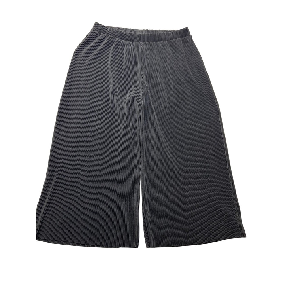 ASOS DESIGN Pleated Knit Cropped Pants Womens 14 Gray Wide Leg Pull‎ On Stretch